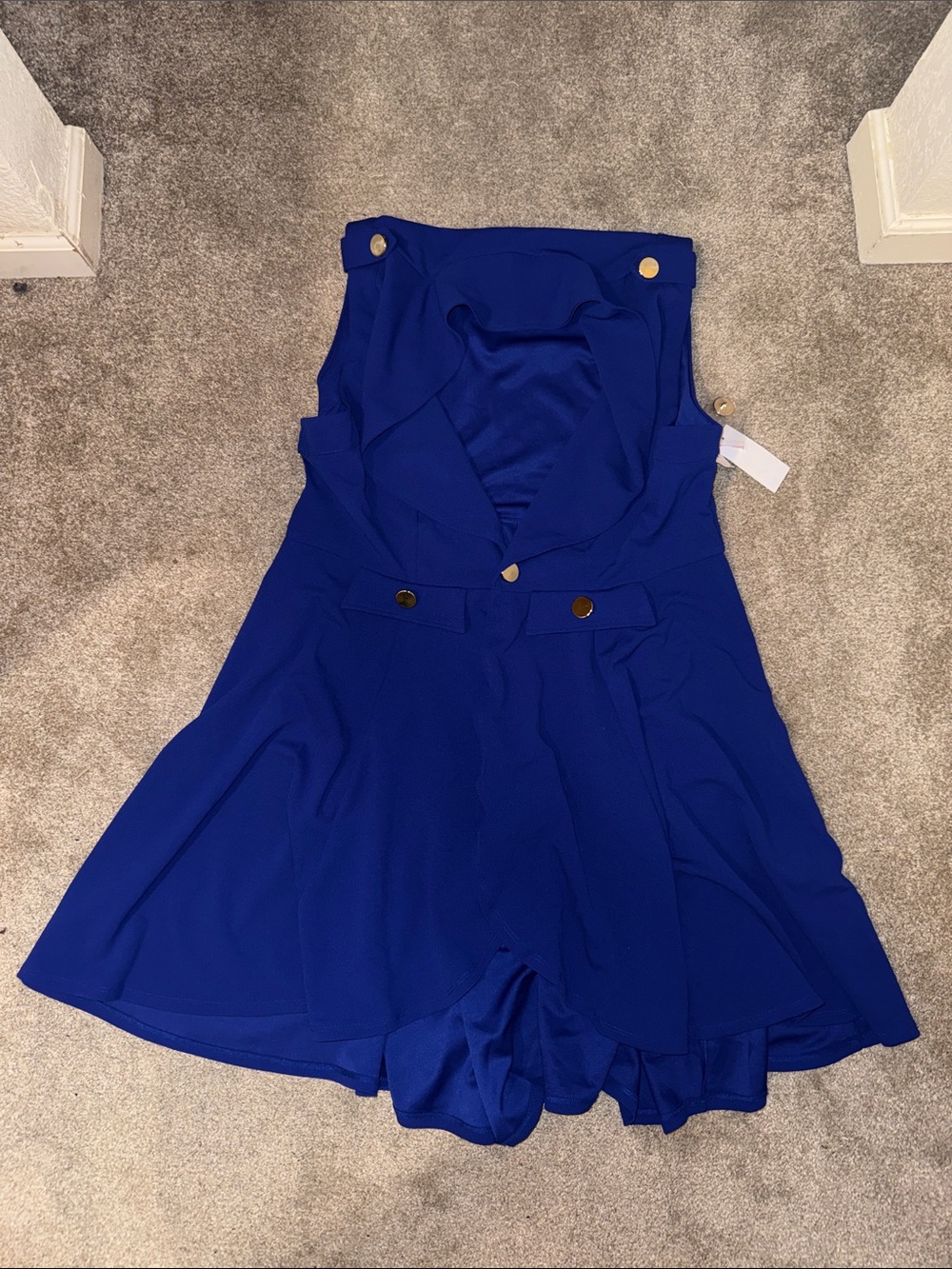 Dynamite Cobalt Blue Sleeveless Jacket with Gold Buttons